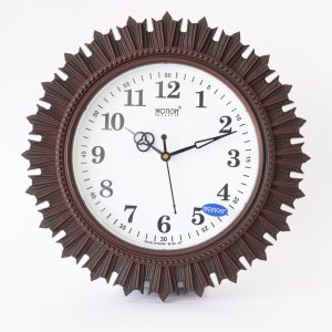 antique plastic wall clock with wood finish – vintage look, bold numbers, quartz movement | decorative round wall clock for home, office & living room (plastic wood design)