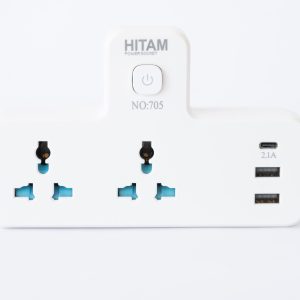 3 way universal multi plug adapter with 2 usb ports & 1 type c port | power socket with master switch | 10a 220 240v extension | surge protected wall adapter for home, office, travel – model 705 (white)