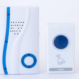 wireless doorbell with plug in receiver – long range, led indicator & multiple chimes – easy installation, no battery required for receiver – white & blue design